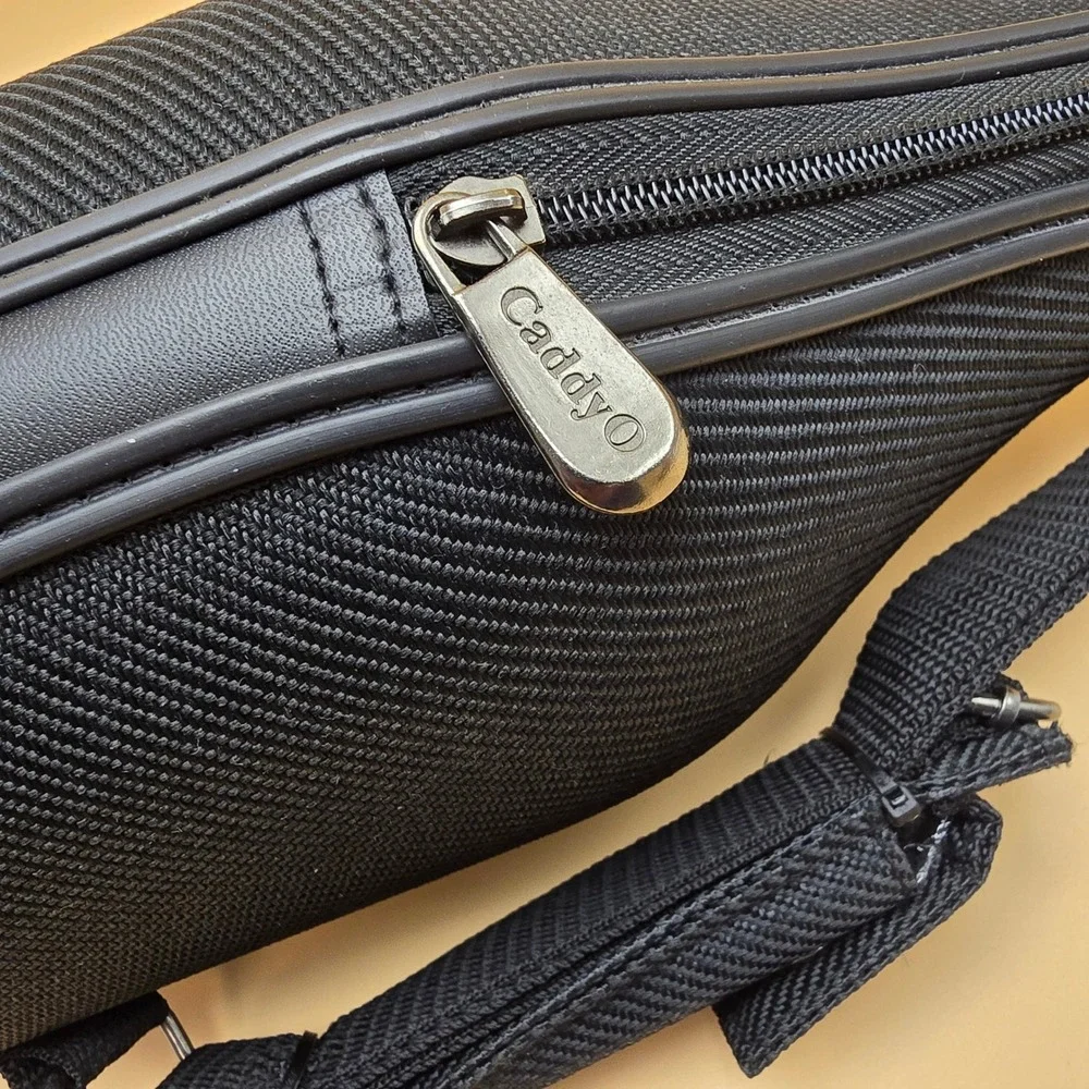 CaddyO Products Wine Bottle Carrier Bag Zipper‎ Black Nylon with Corkscrew NWOT